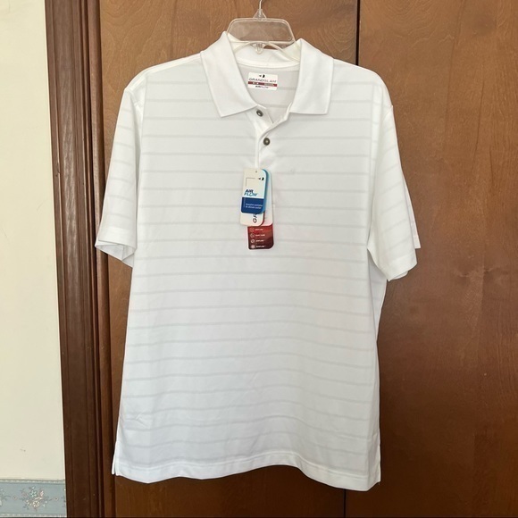 Grand Slam AirFlow White Sport Shirt  white on white stripe. Sz Med NWT❤️ - Picture 1 of 5